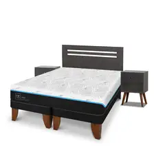 CIC - Cama Europea Green King + Respaldo + 2 Veladores