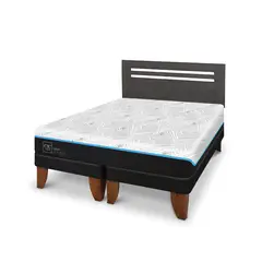 CIC - Cama Europea Green 2 Plazas + Respaldo + 1 Velador