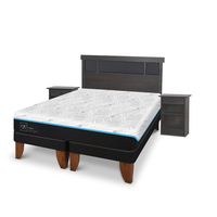 Cama Europea Green King + Respaldo + 2 Veladores