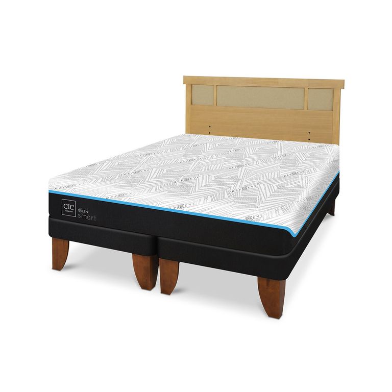 Cama Europea Green 2 Plazas + Respaldo