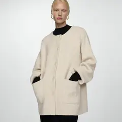 MANGO - Abrigo Punto Bufanda Desmontable Mujer