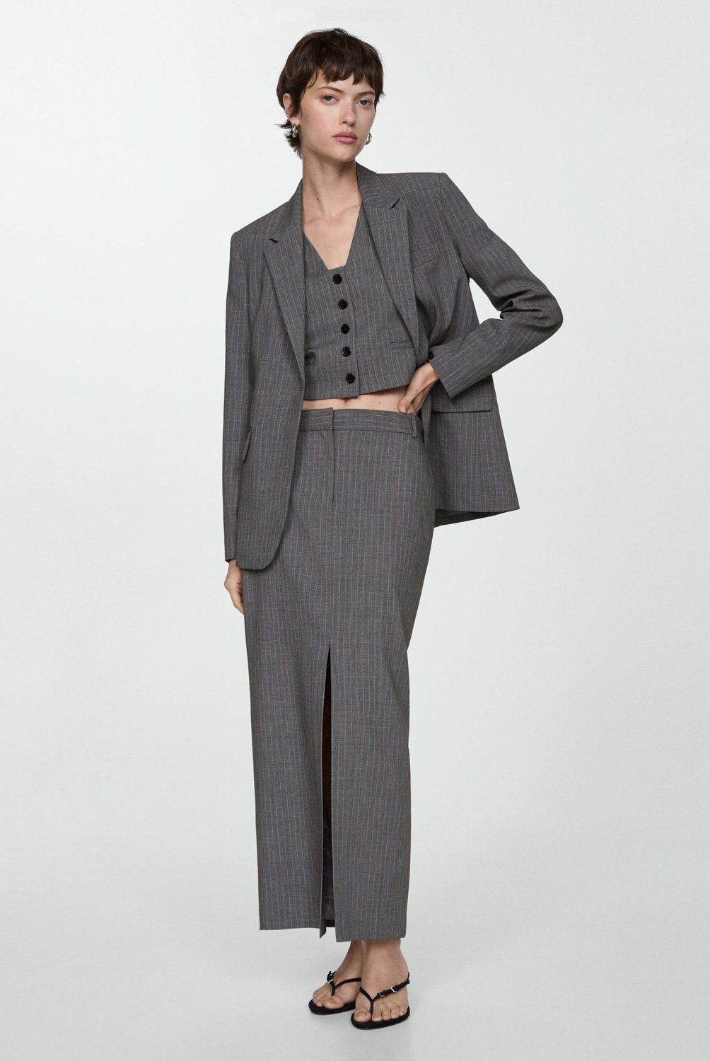 MANGO - Falda Traje Raya Diplomática Mujer Mango