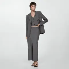 MANGO - Falda Traje Raya Diplomática Mujer