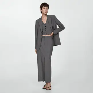 MANGO - Falda Traje Raya Diplomática Mujer