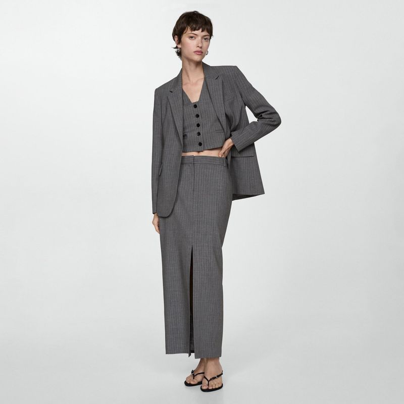 MANGO - Falda Traje Raya Diplomática Mujer Mango