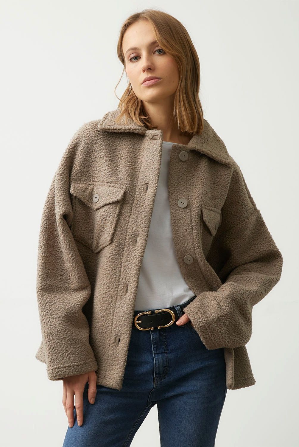 MANGO - Chaqueta Bouclé Bolsillos Mujer Mango