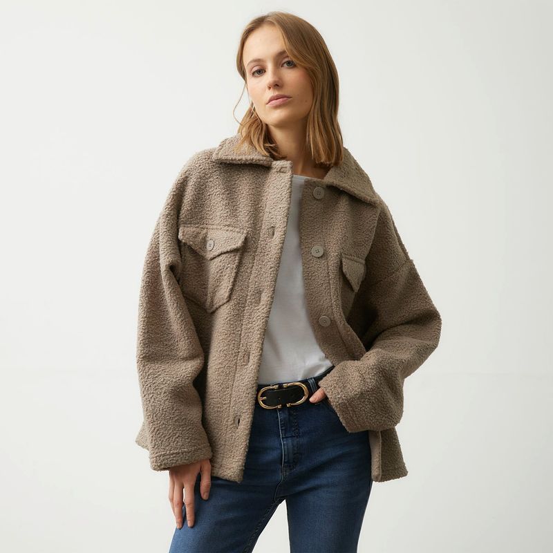 MANGO - Chaqueta Bouclé Bolsillos Mujer Mango