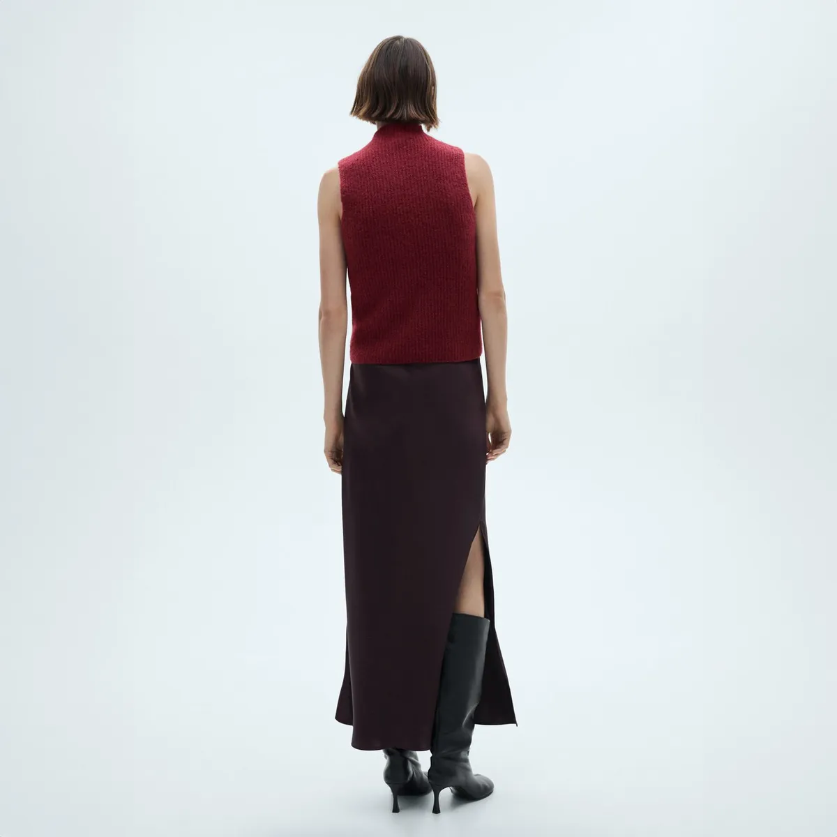 MANGO - Chaleco Punto Cuello Perkins Mujer Mango