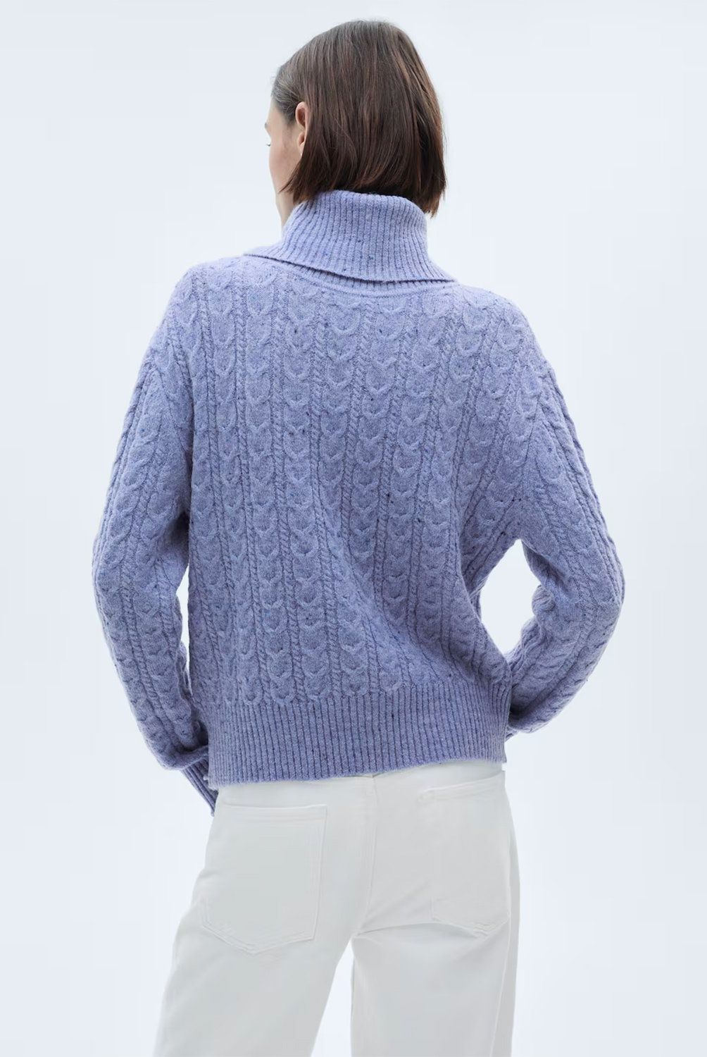 MANGO - Sweater Trenzado Cuello Vuelto Mujer Mango