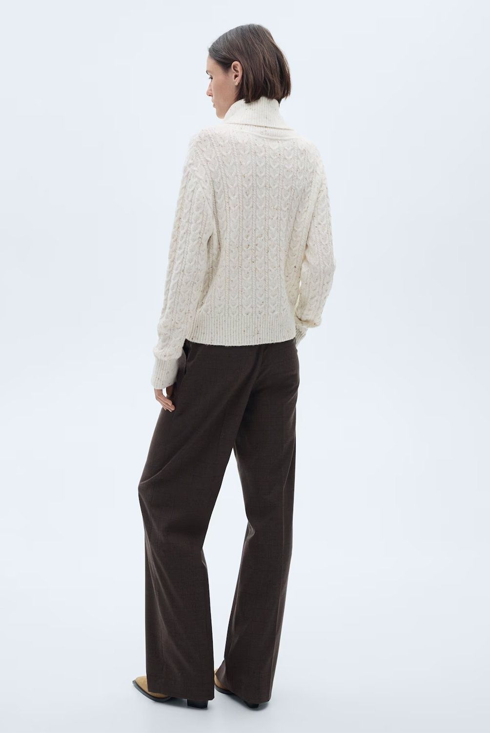 MANGO - Sweater Trenzado Cuello Vuelto Mujer Mango
