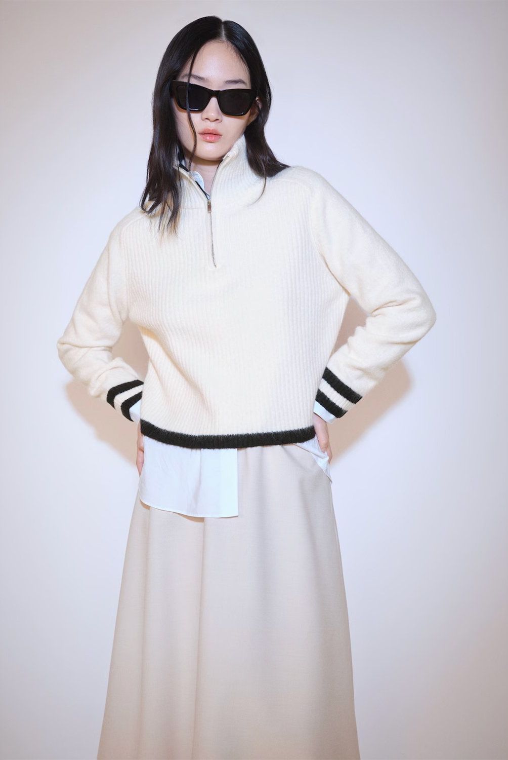 MANGO - Sweater Cremallera Detalle Rayas Mujer Mango