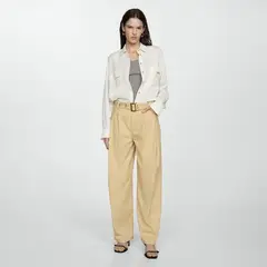 MANGO - Pantalón Lyocell Cinturón Mujer