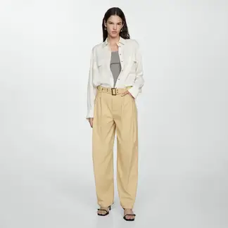 MANGO - Pantalón Lyocell Cinturón Mujer