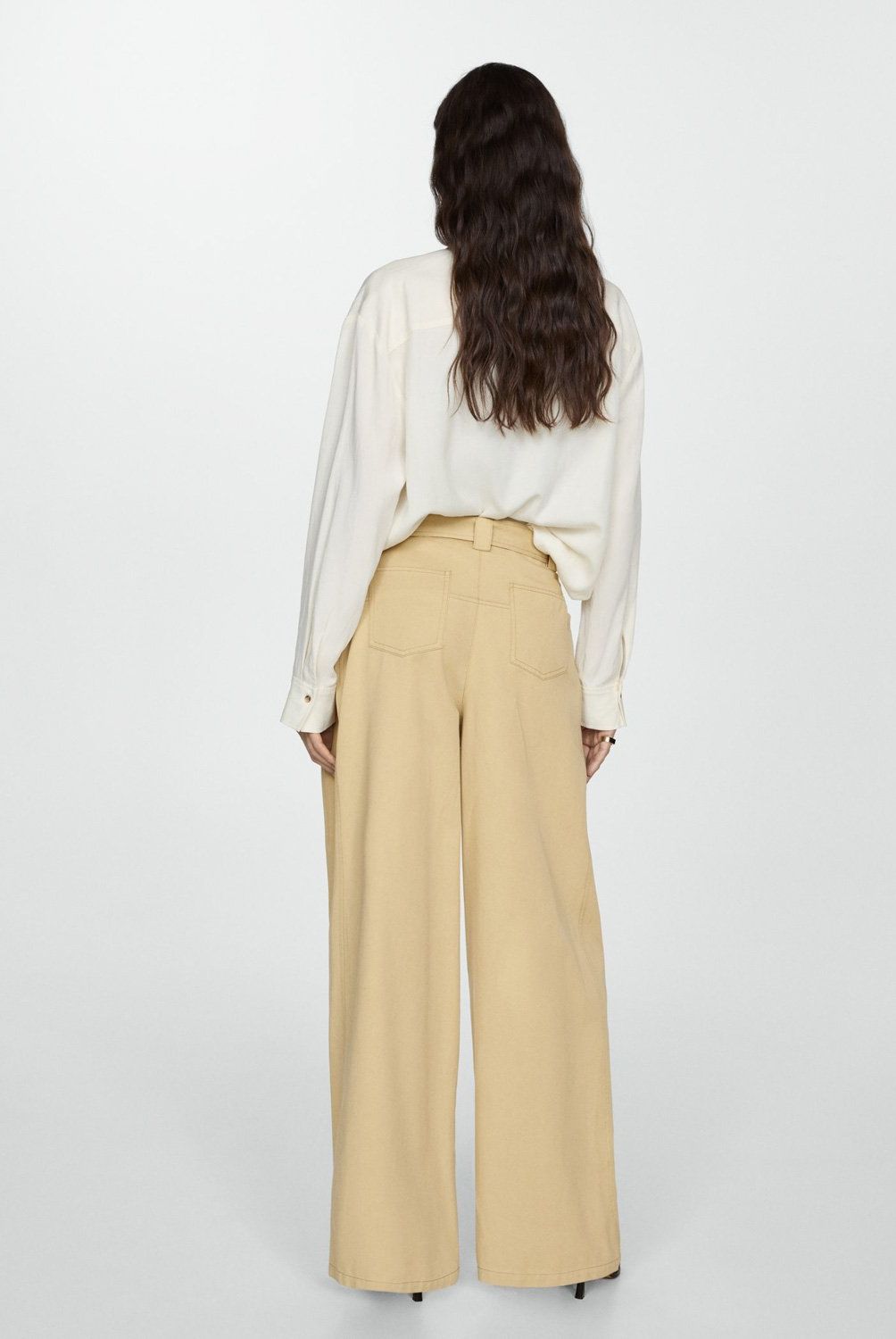 MANGO - Pantalón Lyocell Cinturón Mujer Mango