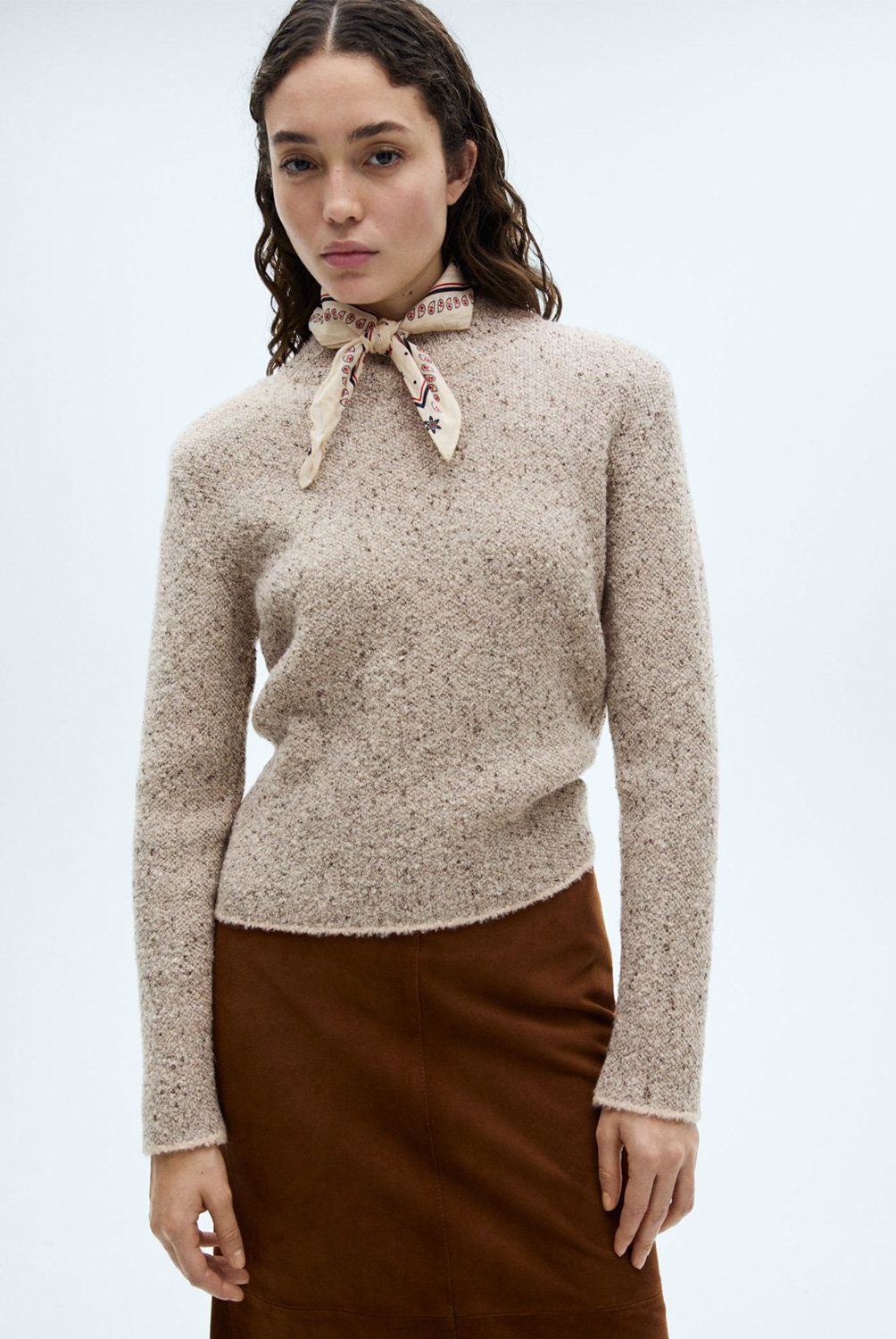 MANGO - Sweater Punto Canalé Cuello Perkins Mujer Mango