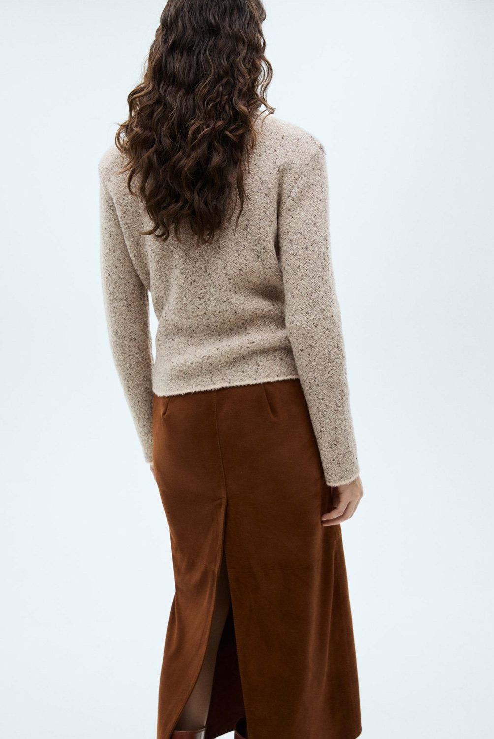 MANGO - Sweater Punto Canalé Cuello Perkins Mujer Mango