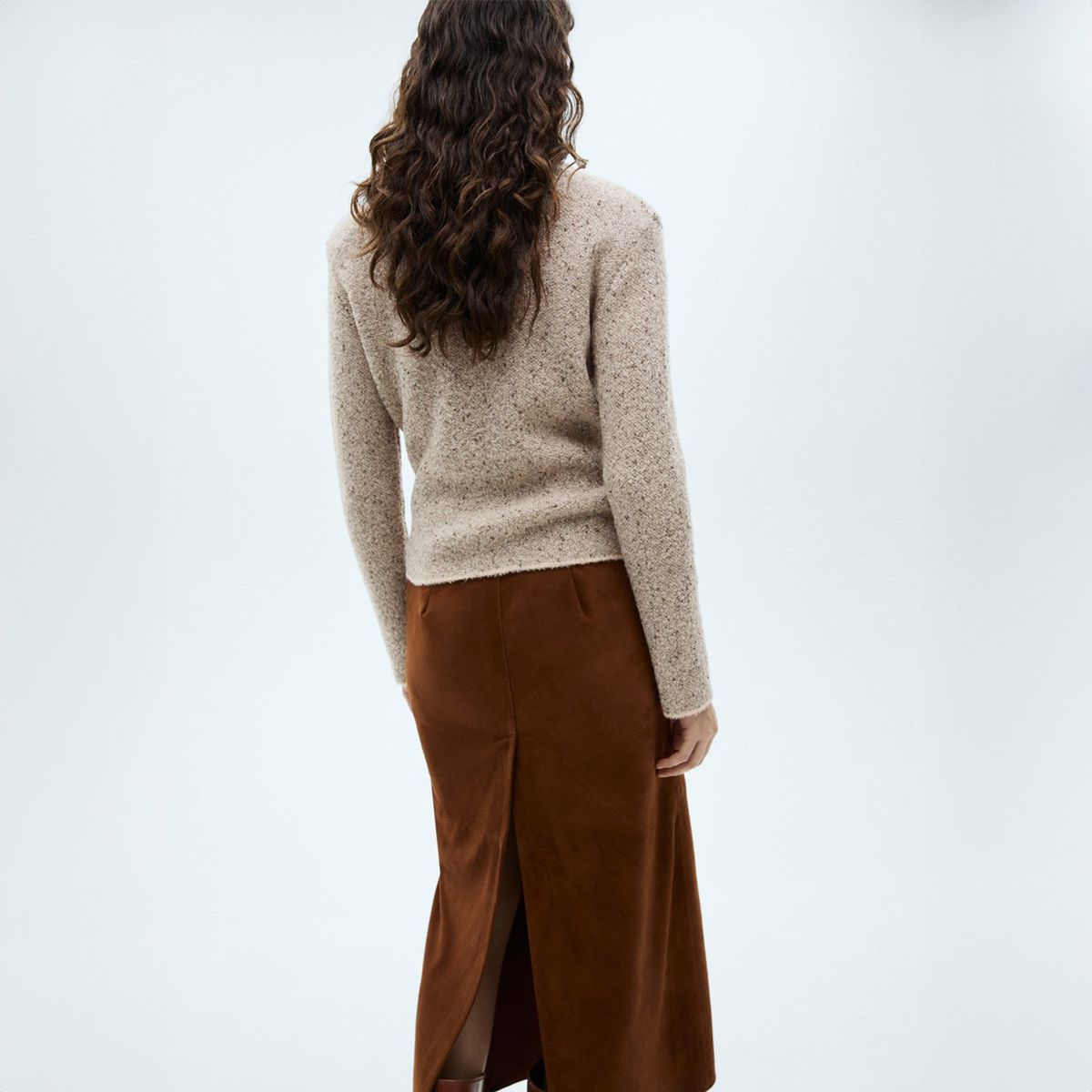 MANGO - Sweater Punto Canalé Cuello Perkins Mujer Mango