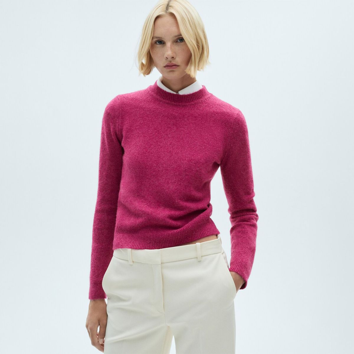 MANGO - Sweater Punto Manga Larga Mujer Mango