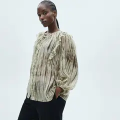 MANGO - Blusa Estampada Semitransparente Mujer