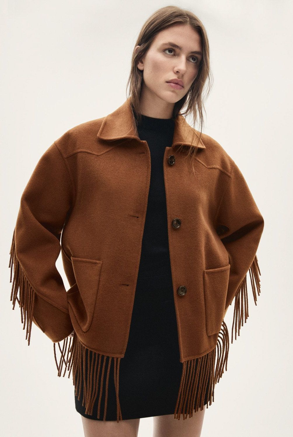 MANGO - Chaqueta Lana Flecos Mujer Mango