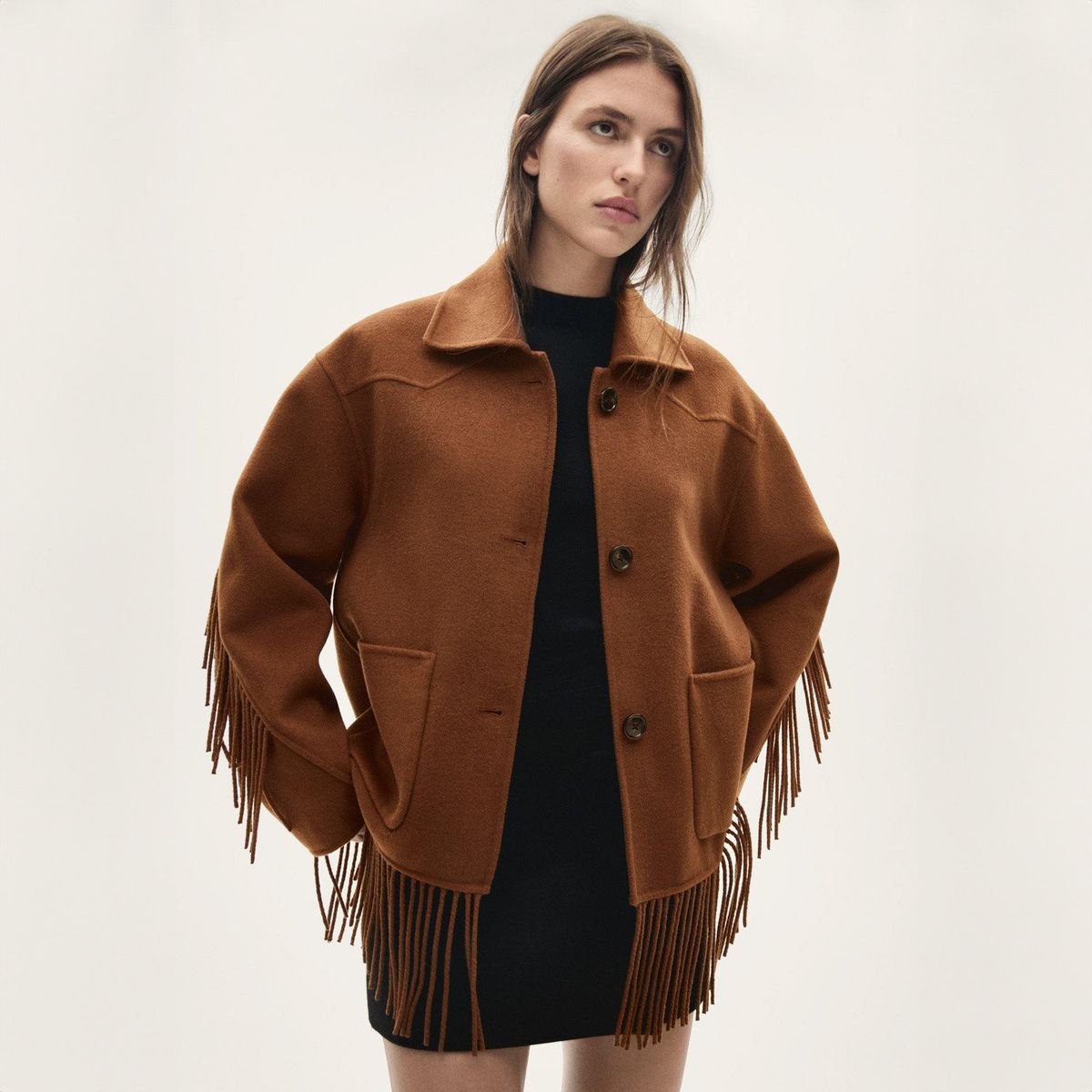 MANGO - Chaqueta Lana Flecos Mujer Mango