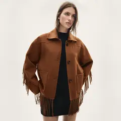 MANGO - Chaqueta Lana Flecos Mujer