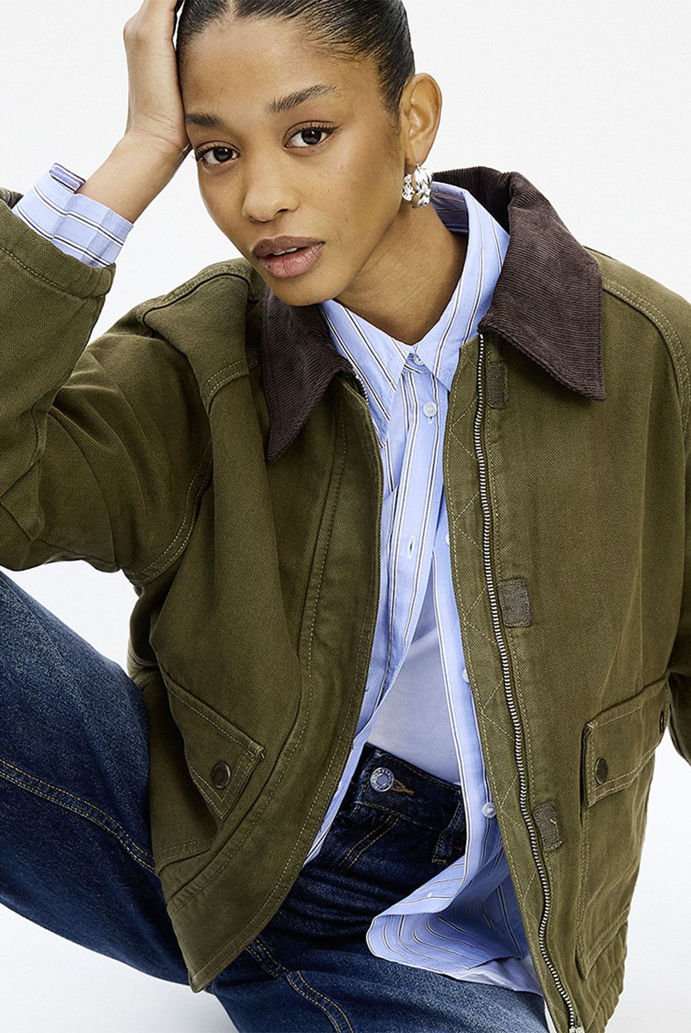 MANGO - Parka Vaquera Cuello Contraste Mujer Mango