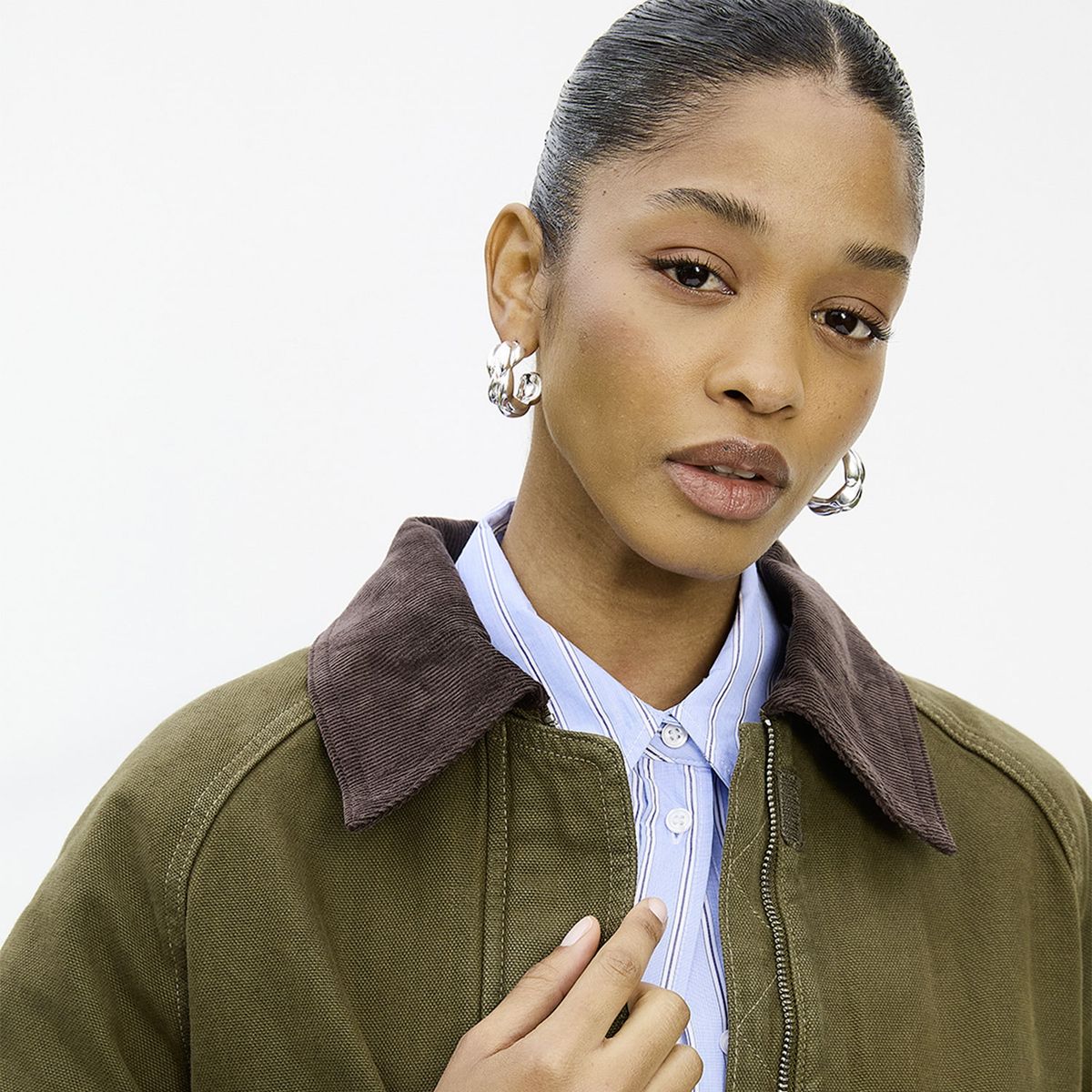 MANGO - Parka Vaquera Cuello Contraste Mujer Mango