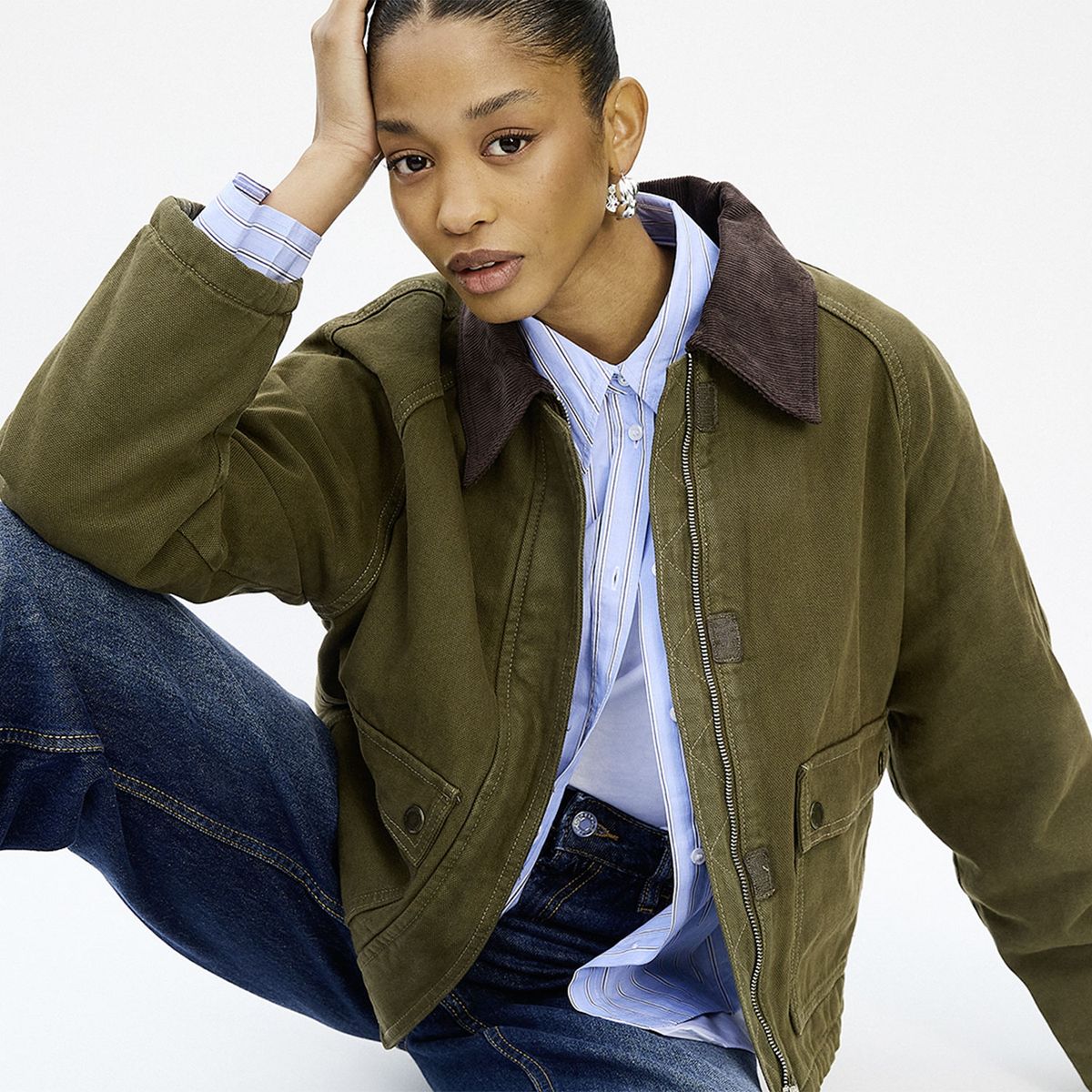 MANGO - Parka Vaquera Cuello Contraste Mujer Mango