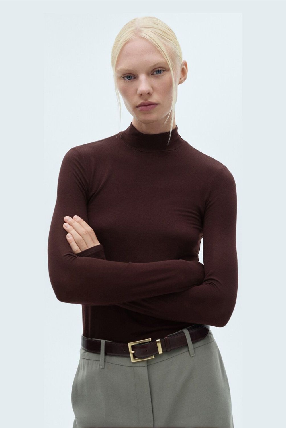 MANGO - Polera Cuello Alto Mujer Mango