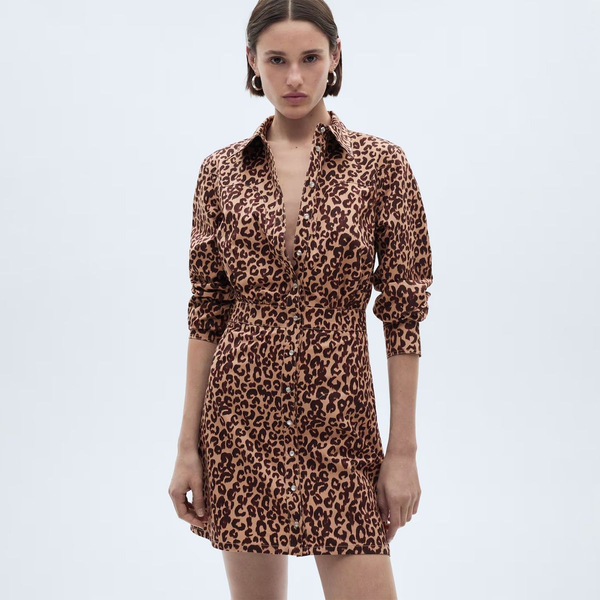 MANGO - Vestido Camisero Leopardo Mujer Mango