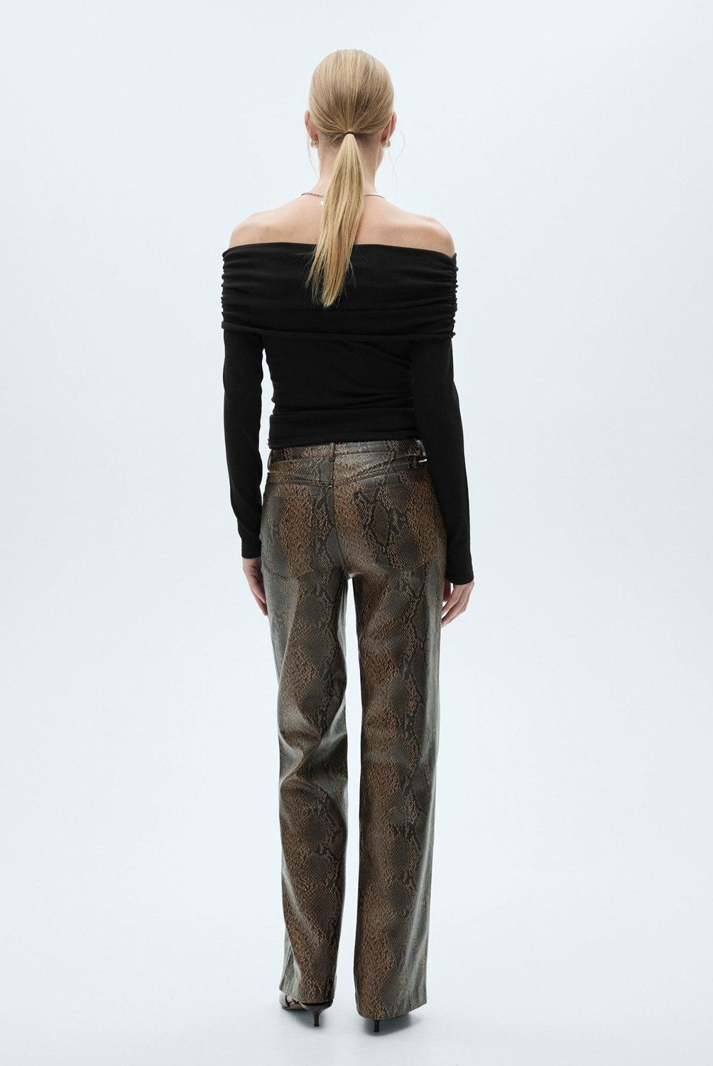 MANGO - Pantalón Recto Efecto Piel Serpiente Mujer Mango