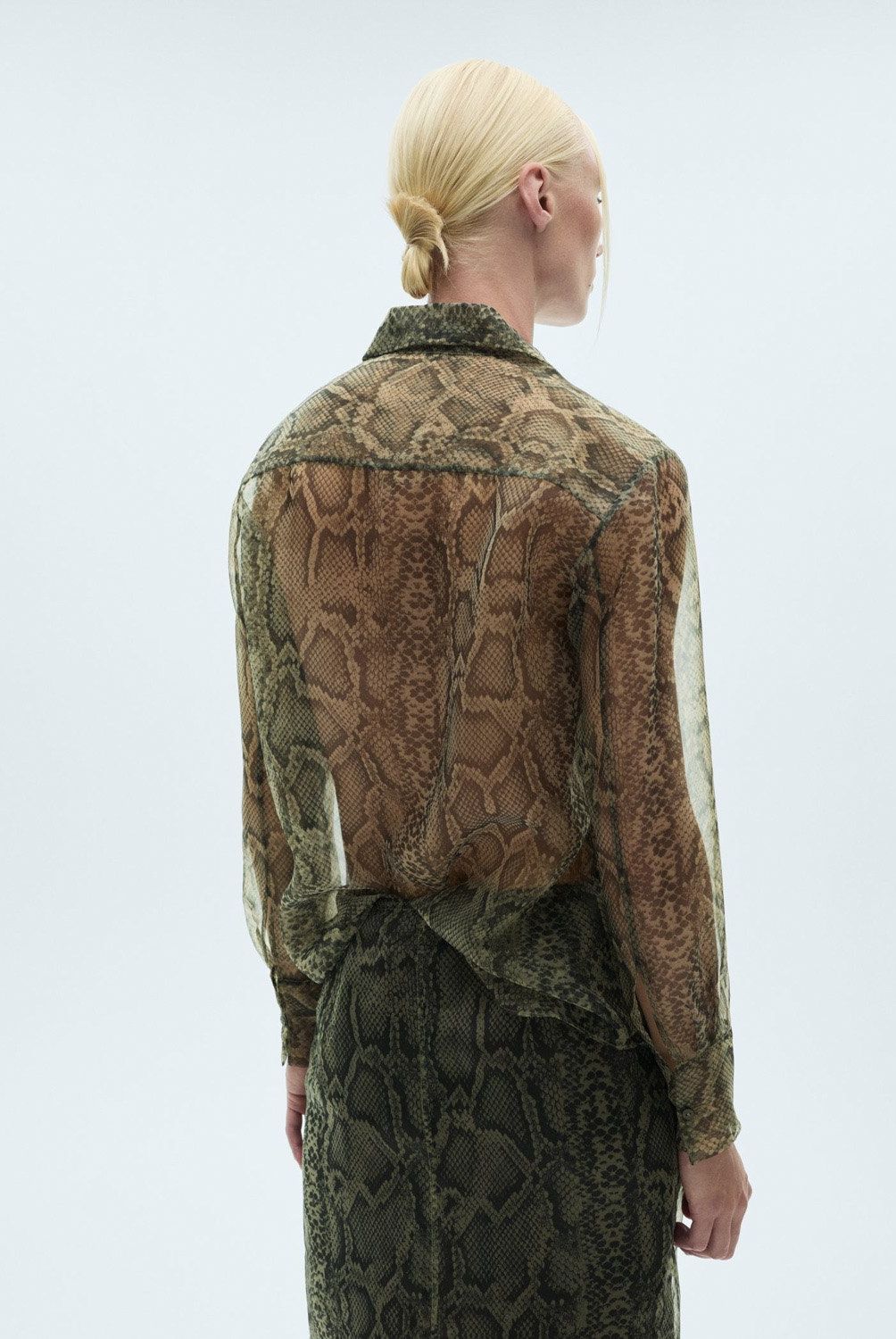 MANGO - Camisa Organza Serpiente Mujer Mango