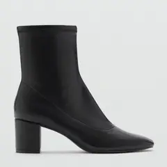 MANGO - Botín Mujer Cuero Negro