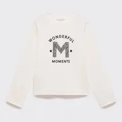 MANGO KIDS - Polera Estampado Purpurina Niña