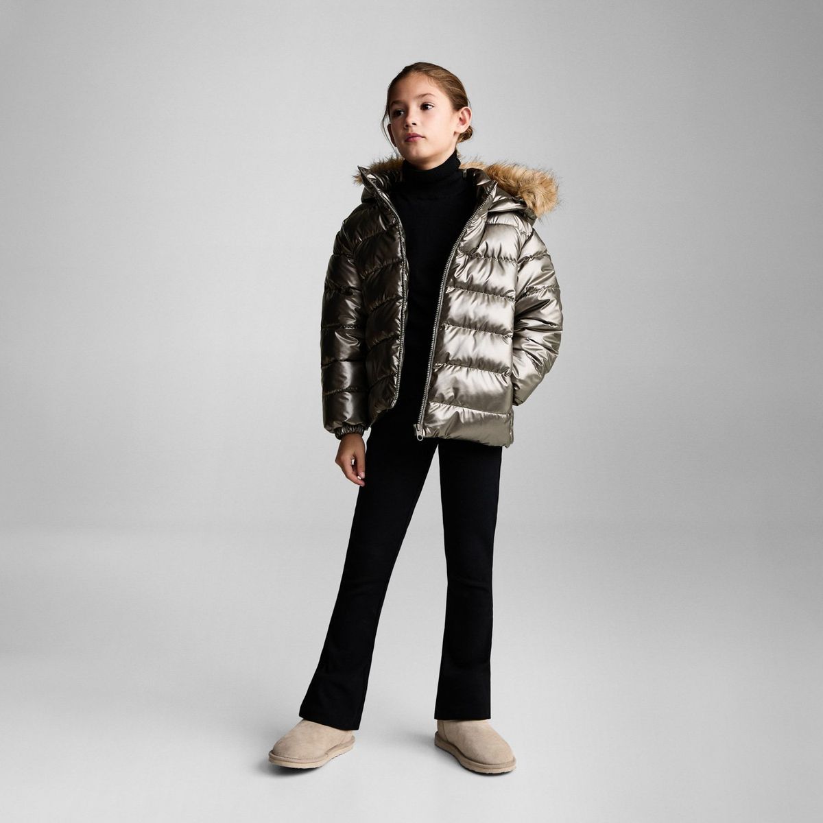MANGO KIDS - Parka Metalizado Acolchado Niña Mango Kids