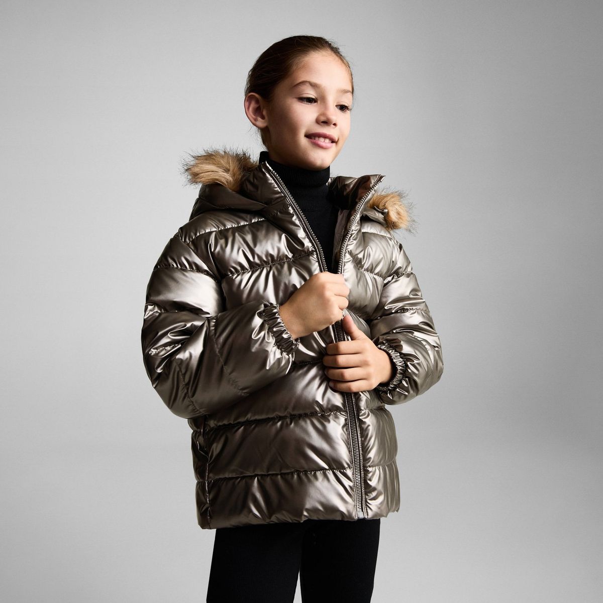 MANGO KIDS - Parka Metalizado Acolchado Niña Mango Kids