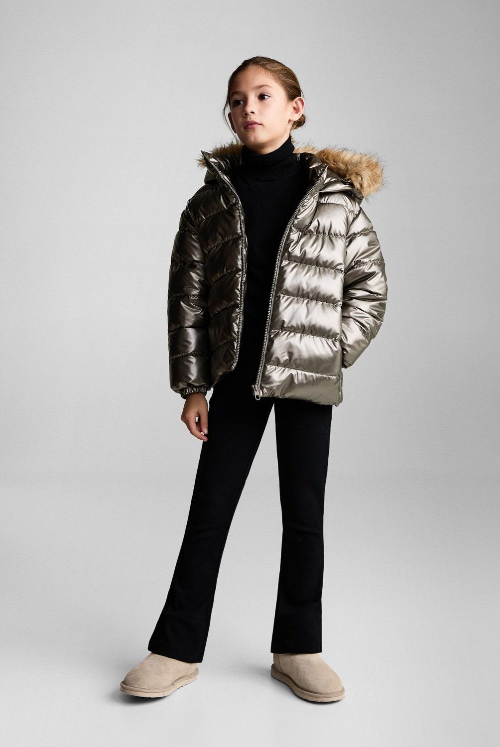 MANGO KIDS - Parka Metalizado Acolchado Niña Mango Kids