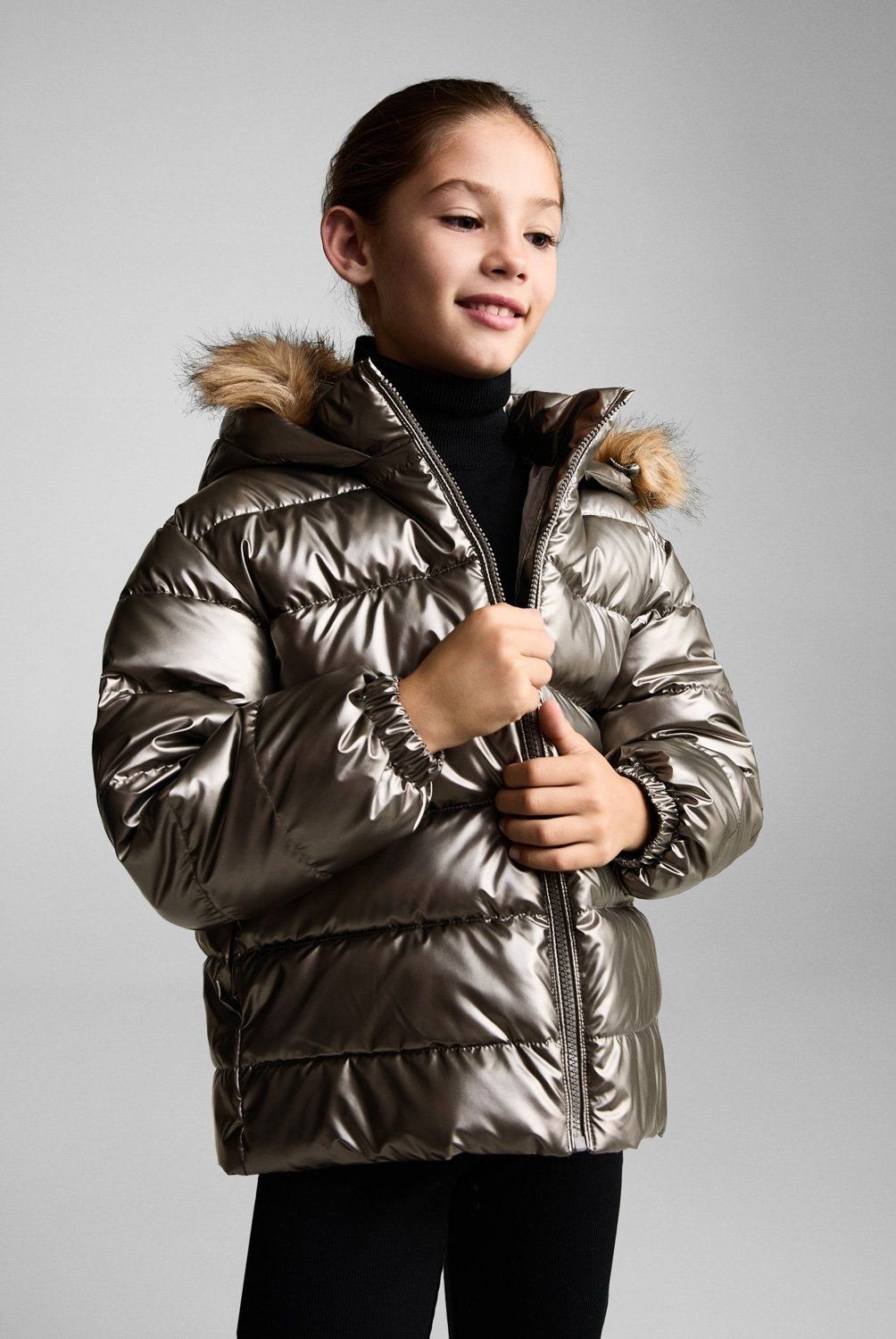 MANGO KIDS - Parka Metalizado Acolchado Niña Mango Kids