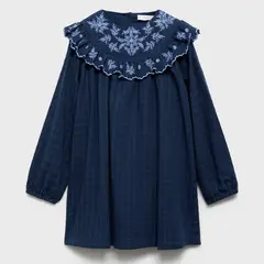 MANGO KIDS - Vestido Cuadros Detalle Bordado Niña