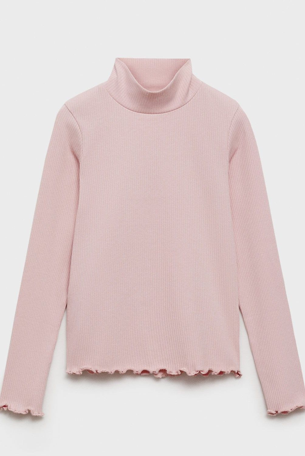 MANGO KIDS - Polera Canalé Cuello Alto Niña Mango Kids