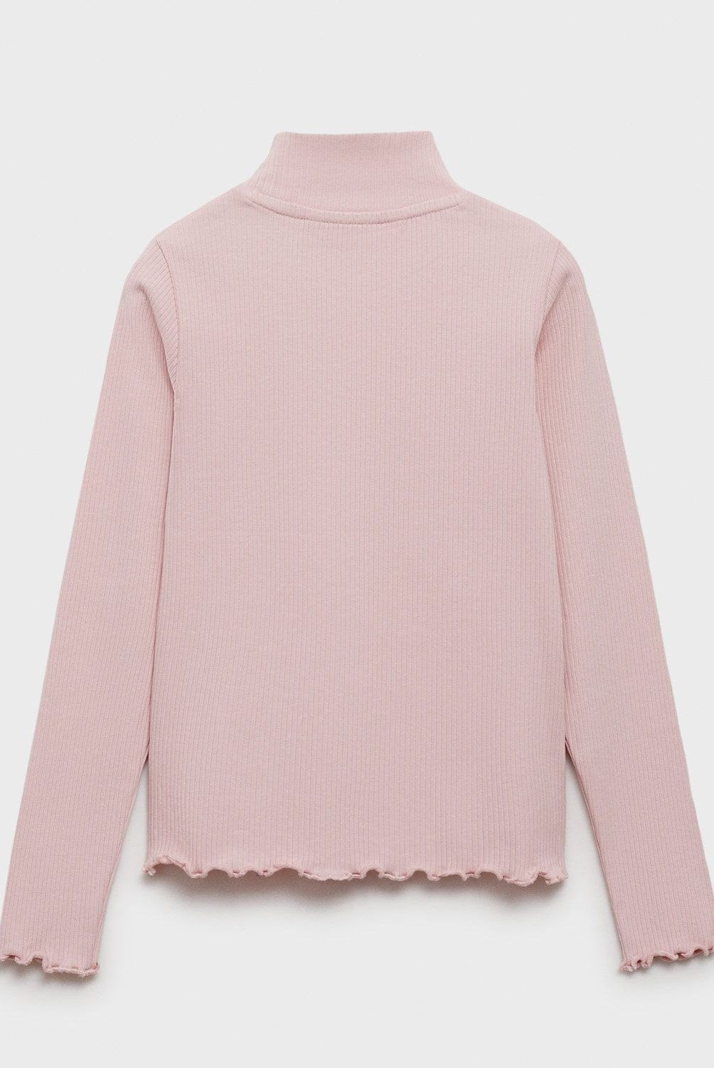MANGO KIDS - Polera Canalé Cuello Alto Niña Mango Kids