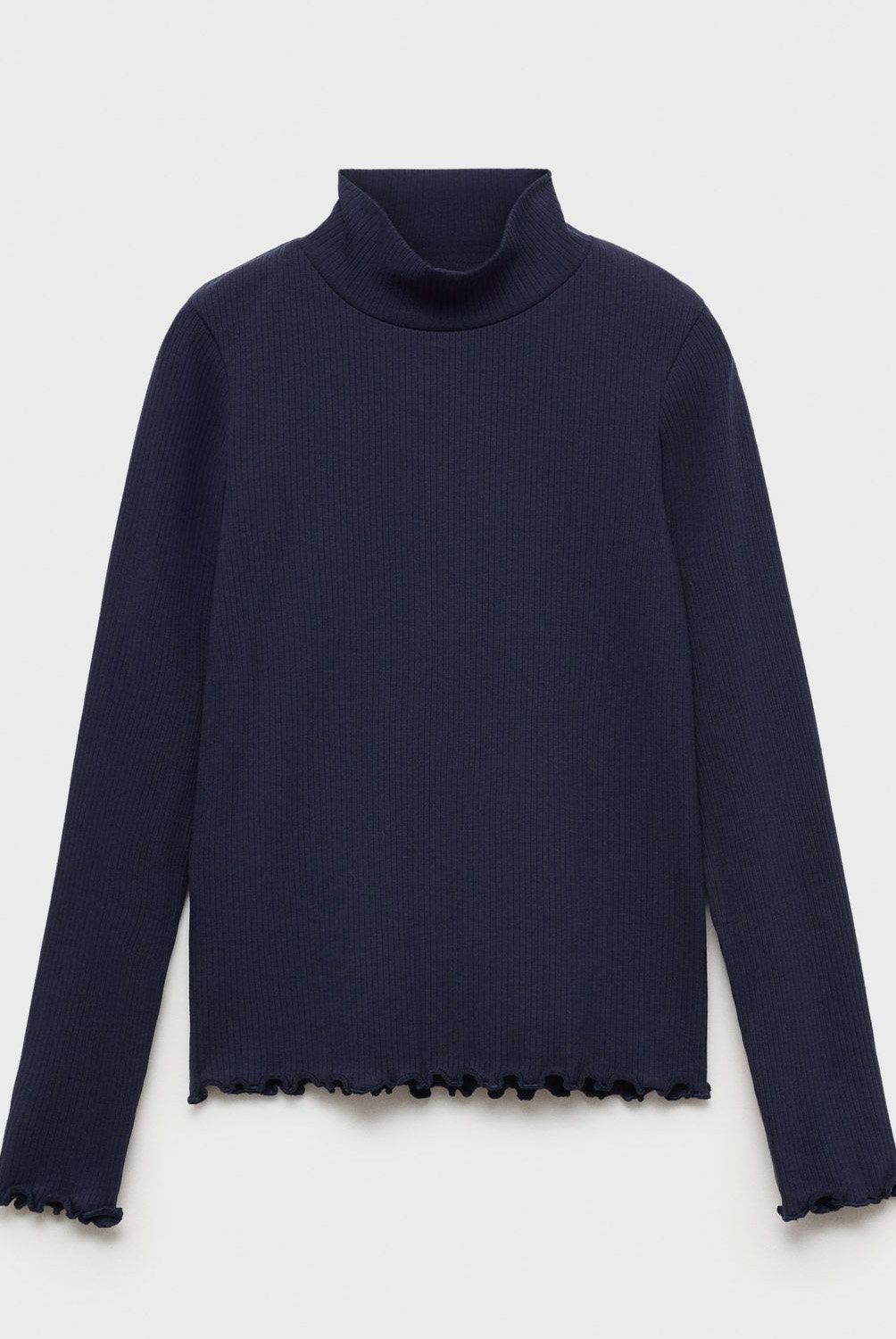 MANGO KIDS - Polera Canalé Cuello Alto Niña Mango Kids