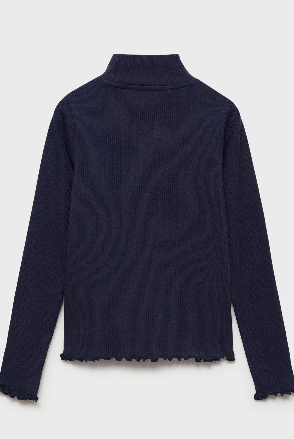 MANGO KIDS - Polera Canalé Cuello Alto Niña Mango Kids
