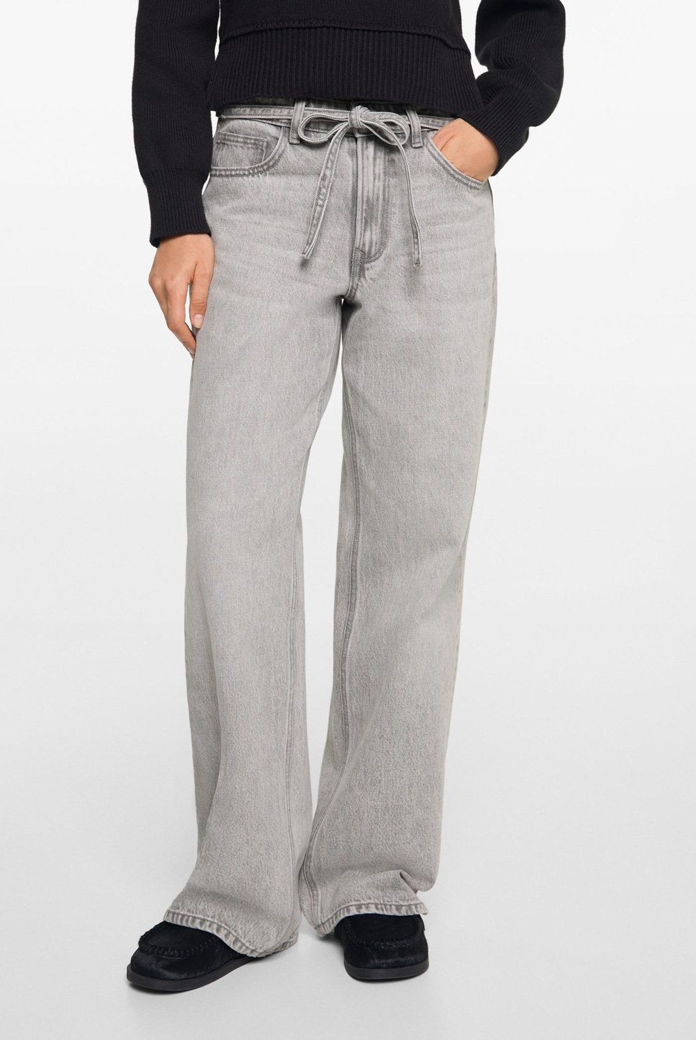 MANGO TEEN - Jeans Wideleg Cordón Mujer Mango Teen