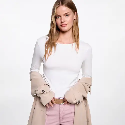 MANGO TEEN - Polera Manga Larga Abertura Espalda Mujer