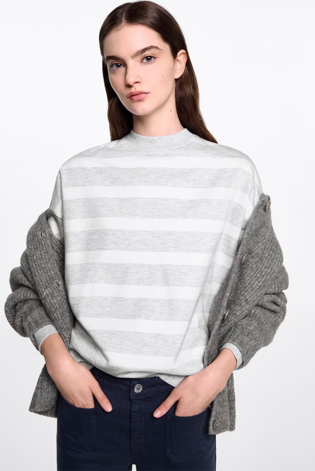 MANGO TEEN - Polerón Algodón Rayas Mujer Mango Teen