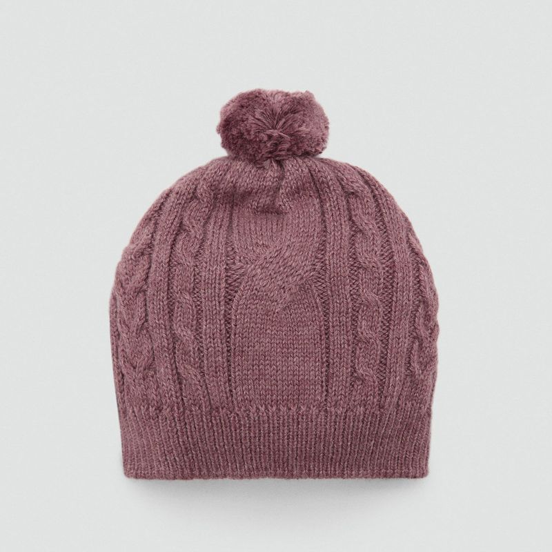 MANGO KIDS - Gorro Punto Trenzado Pompón Unisex Bebé Mango Kids