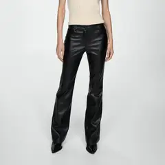 MANGO - Pantalón Flare Efecto Piel Mujer