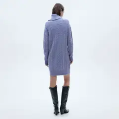 MANGO - Vestido Punto Cuello Alto Mujer